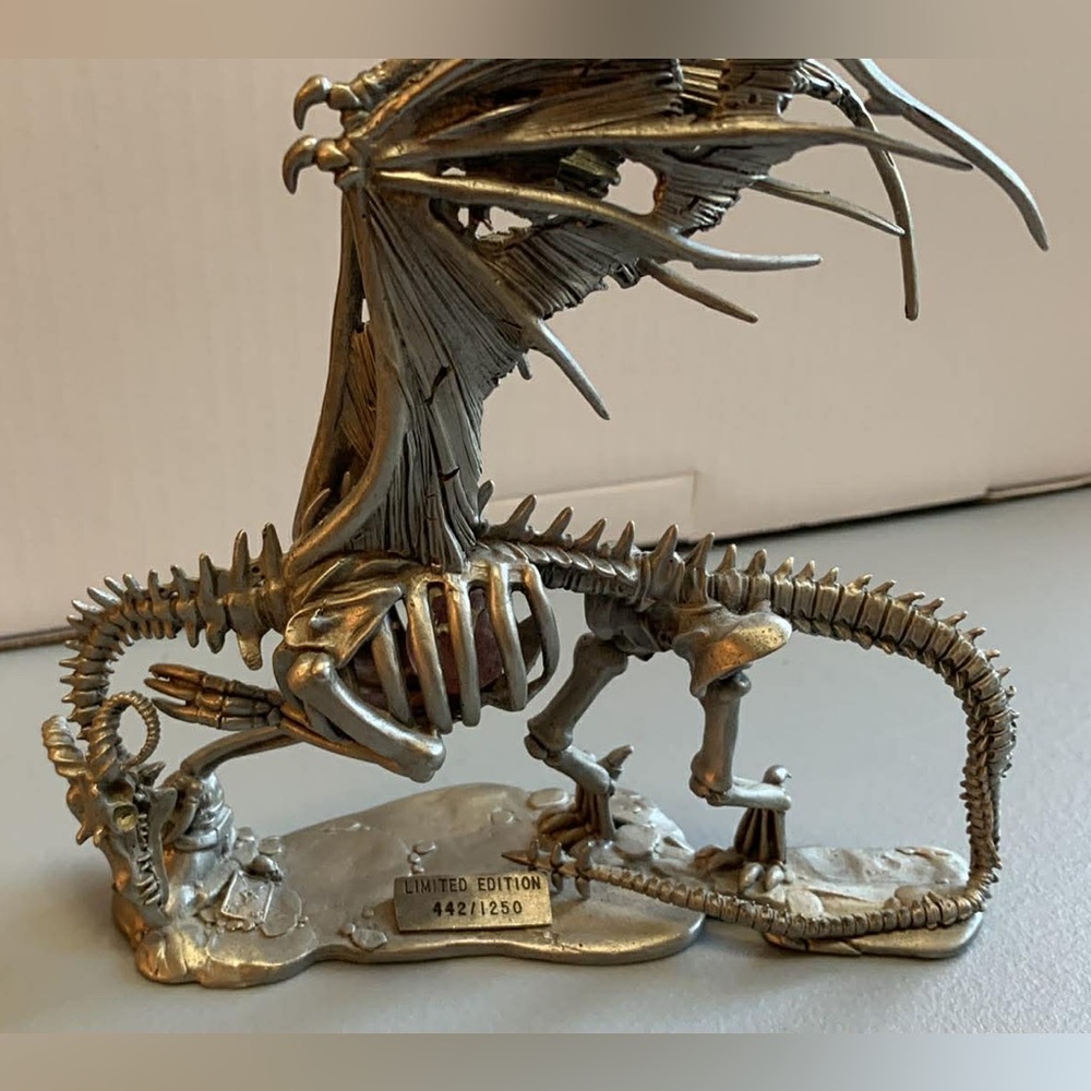 Rawcliffe Fantasy Pewter Purple Eye Skeletal Dragon Limited Edition 442/1250
